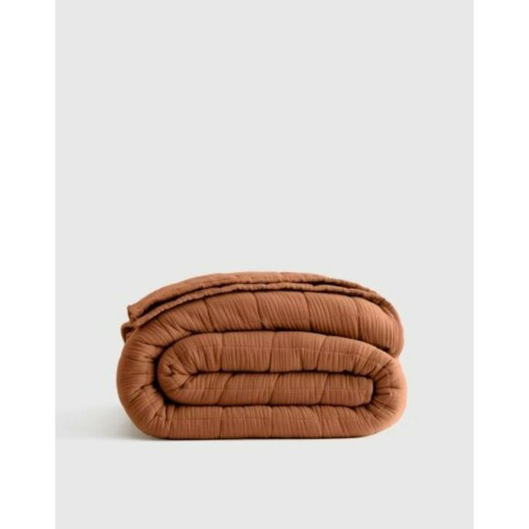 NWT Quince Queen Terracotta Organic Gauze Box Quilt – Airy Lightweight, No Shams - Picture 1 of 4